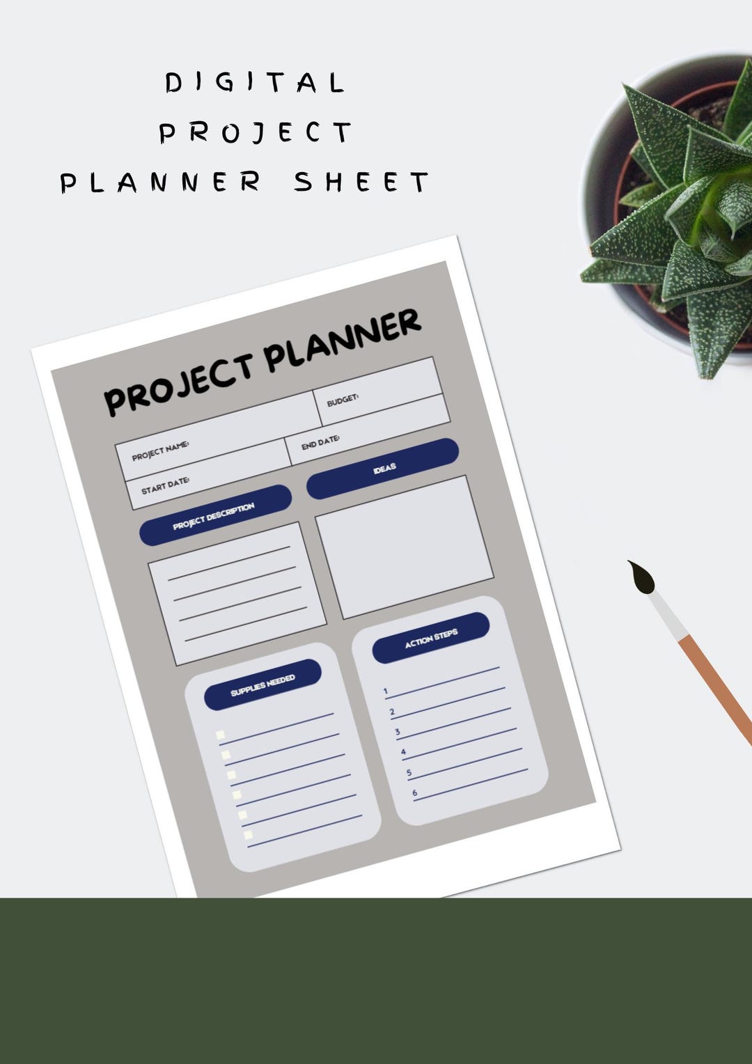 Digital Project Planner Template PDF, Project Planner Printable ...