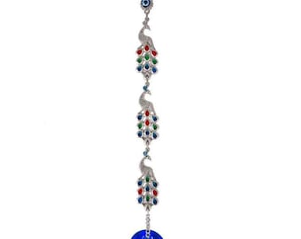 Evil Eye Turkish Wall Hanging With Triple Peacock/Turkish Carpet Design Wall Hanging Ornament
