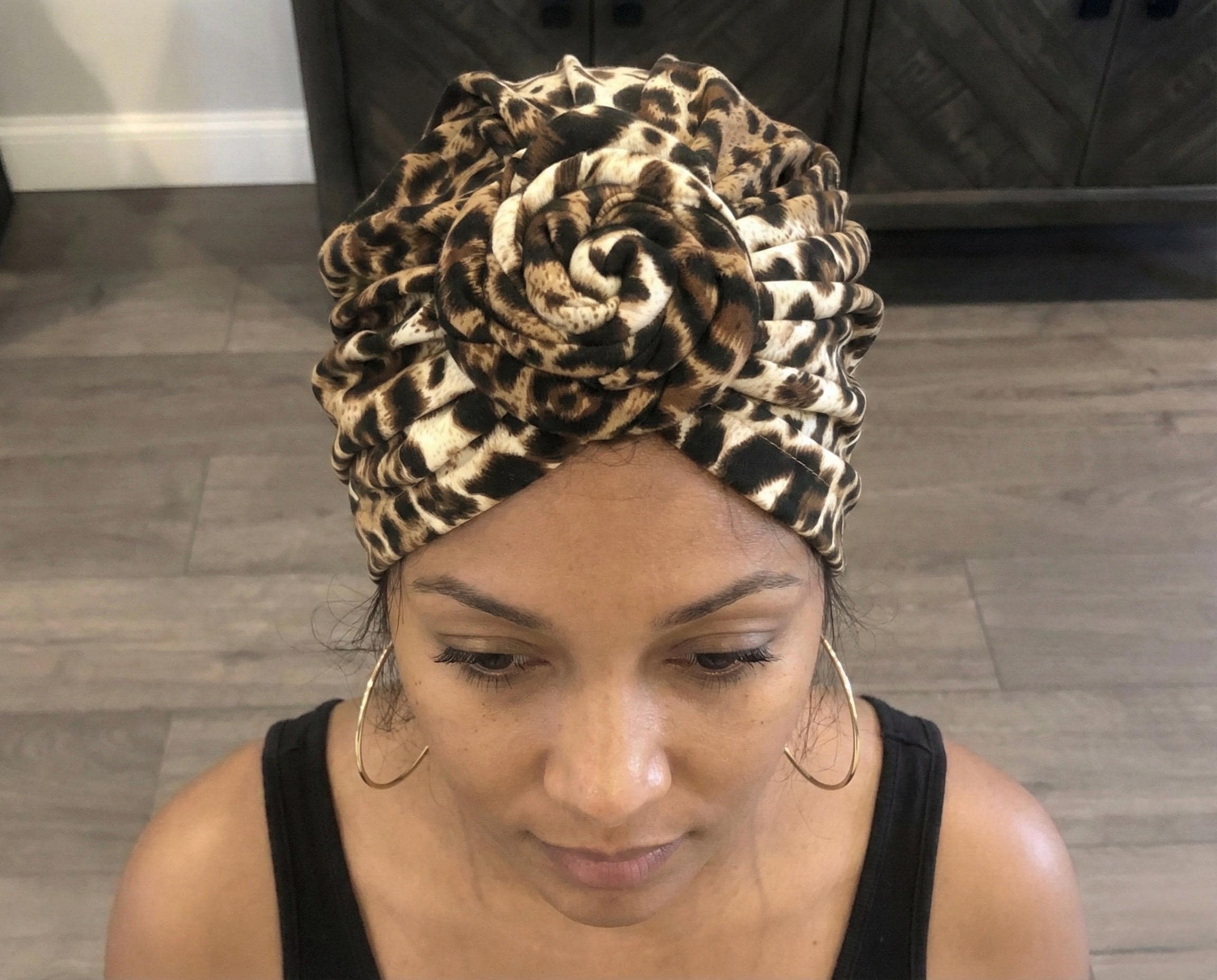 Leopard Print Pre-tied Turban | Women display picture 1