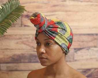 Pre-Tied Ankara Print Turban | Twist Knot Head Wrap | Knotted Turban | African Print