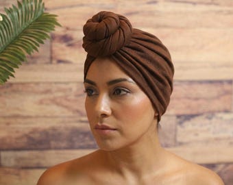 Large Knotted Turban for Women | Pre-tied Head Wrap | Fashion Headwrap Style | Chemo Alopecia Cap |