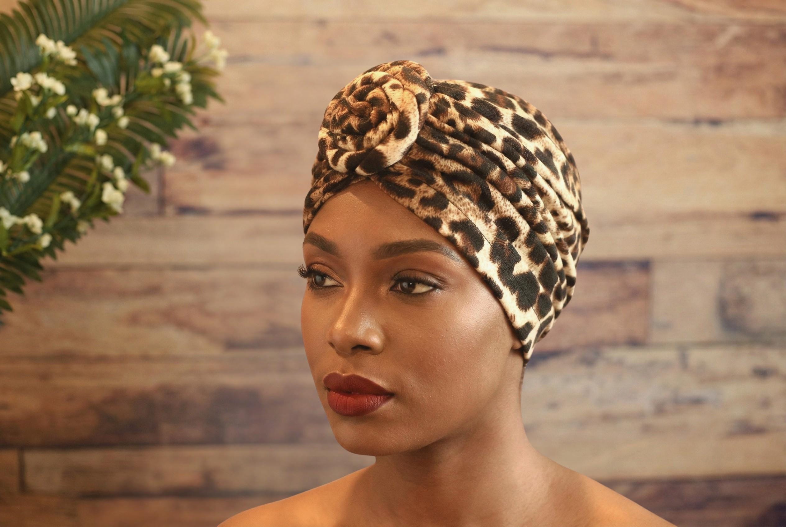 Leopard Print Pre-tied Turban | Women