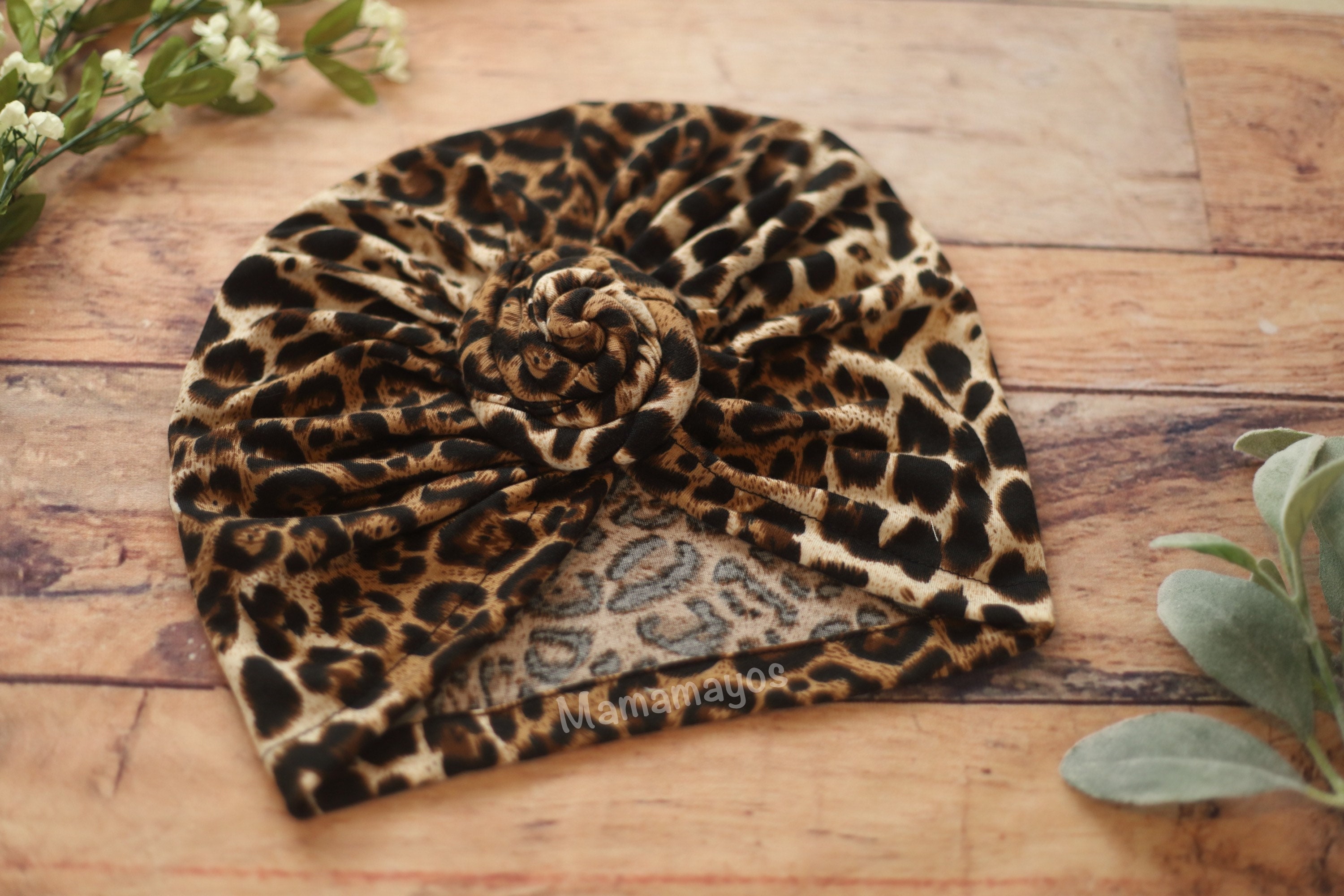 High Quality Top Knot Leopard Print Turban Style Chemo Alopecia Pre Tariff Price Amazon.com: KISS COLORS & CARE Top Knot Pre-Tied Turban  main image 3