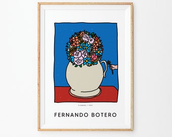Fernando Botero Painting Printable Art, Printable Interior Poster, Wall art, Hand Drawing, Digital Art Painting, Flower Painting, Drawing