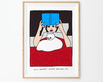 Will Barnet Painting Printable Art, Printable Interior Poster, Wall art, Hand Drawing, Digital Art Painting, Woman Reading, Digital Drawing