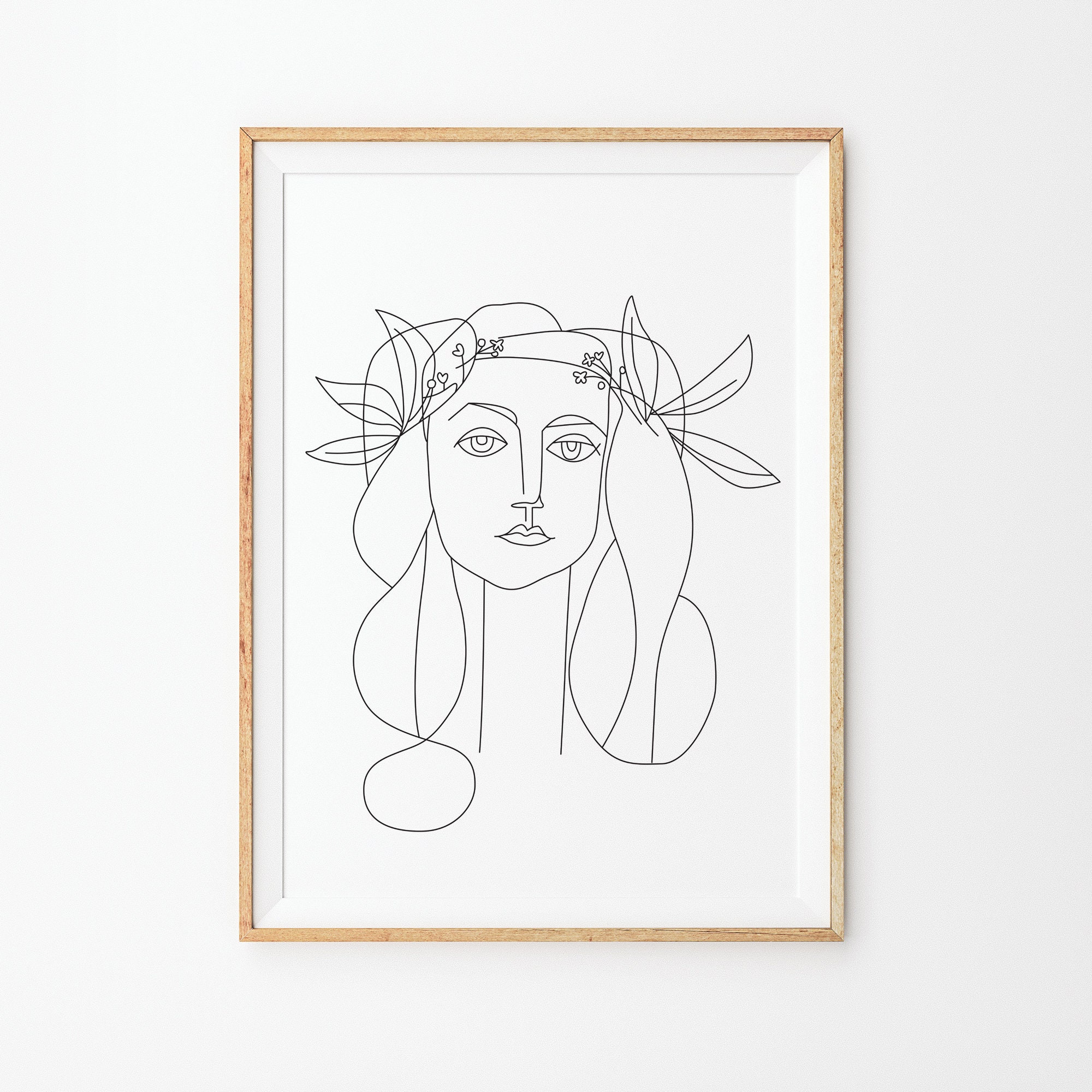 Pablo Picasso Line Drawing Print Line Art Female Face - Etsy