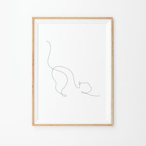 Stretching Cat Line Art Digital Print, Cat Line Art Print, Minimal Cat Art, Single Line Art, Printable Animal Line Art, Cat Line Drawing,