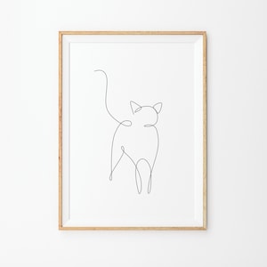 Minimalist Cat Line Art Print: Contemporary Pet Wall Decor (Digital Print)