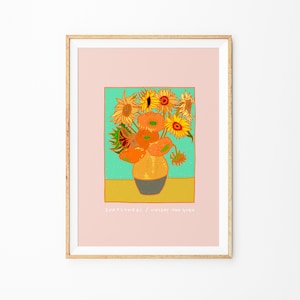 Vincent Van Gogh Painting Printable Art, Printable Interior Poster, Wall art, Hand Drawing, Digital Painting, Sunflowers Digital Drawing
