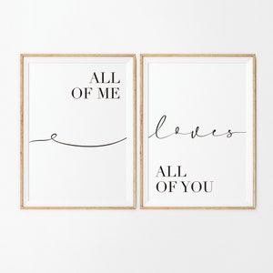 All of Me, Loves, All of You Printable Art (Set of 2), Motivational Wall Art, Inspirational Typography Print, Monochrome Poster, Minimalist
