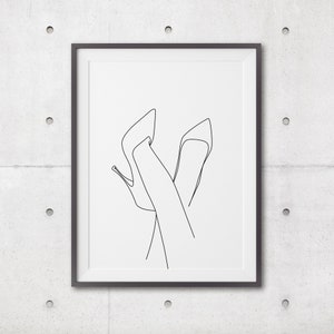 Female High Heels Line Art Print, High Heels Print, Feminine Poster, Female Body Line Drawing, Shoes Print, Woman Body Line Art, Fashion Art