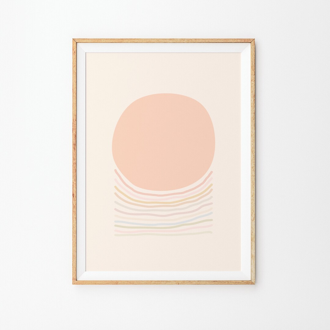 Boho Sun Abstract Art Print: Neutral Geometric Wall Decor (digital Art ...