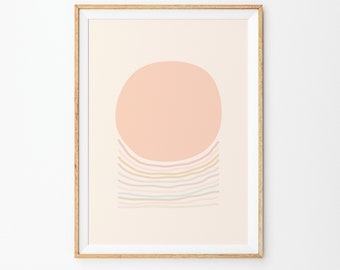 Abstract Art Print, Neutral Prints, Bohemian Wall Art, Boho Art, Printable Wall Decor, Geometric Printable Art, Boho Sun Print, Digital Art