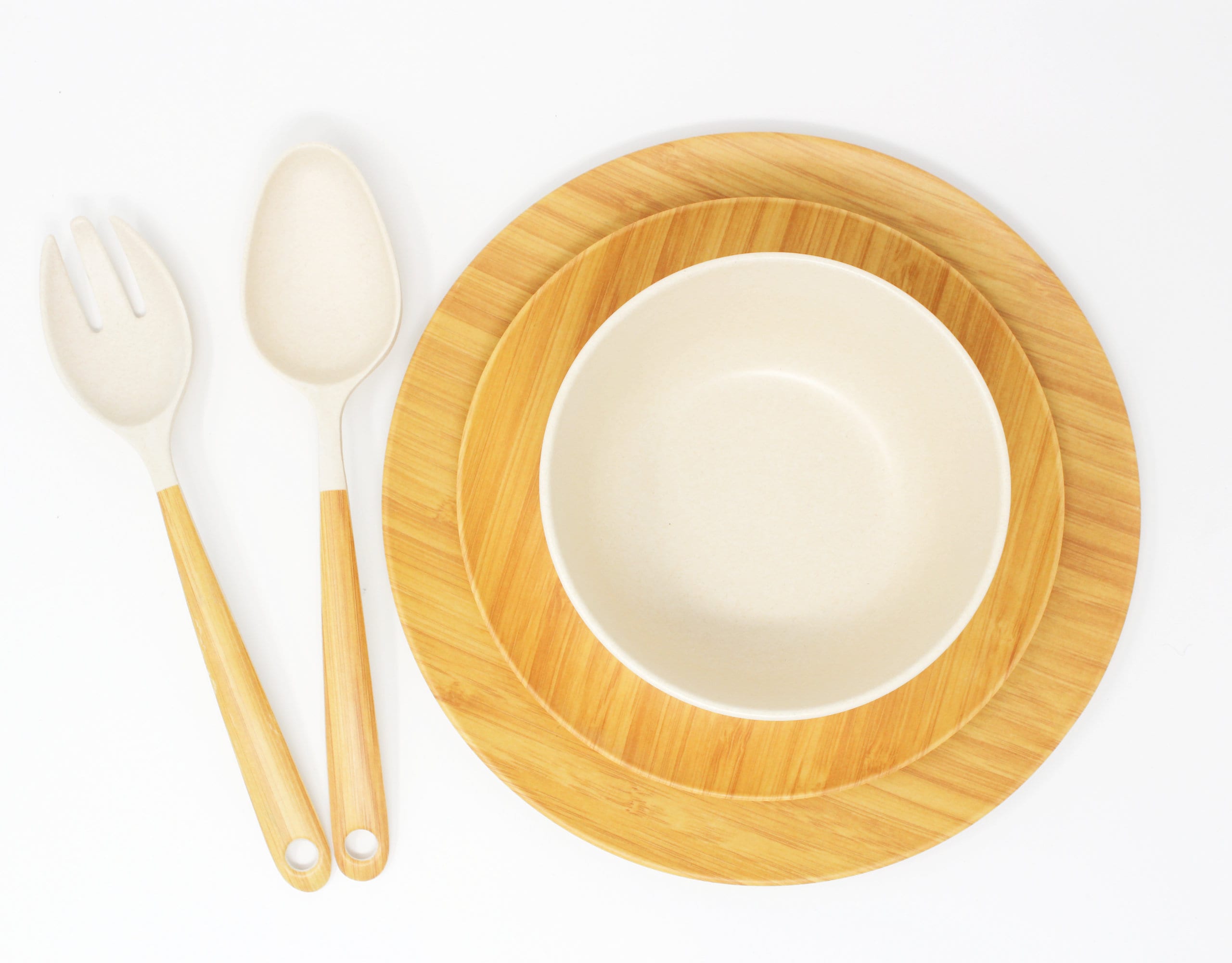 Ecofriendly Bamboo Dinnerware Set, 5 Pcs Including Dinner Plate, Salad