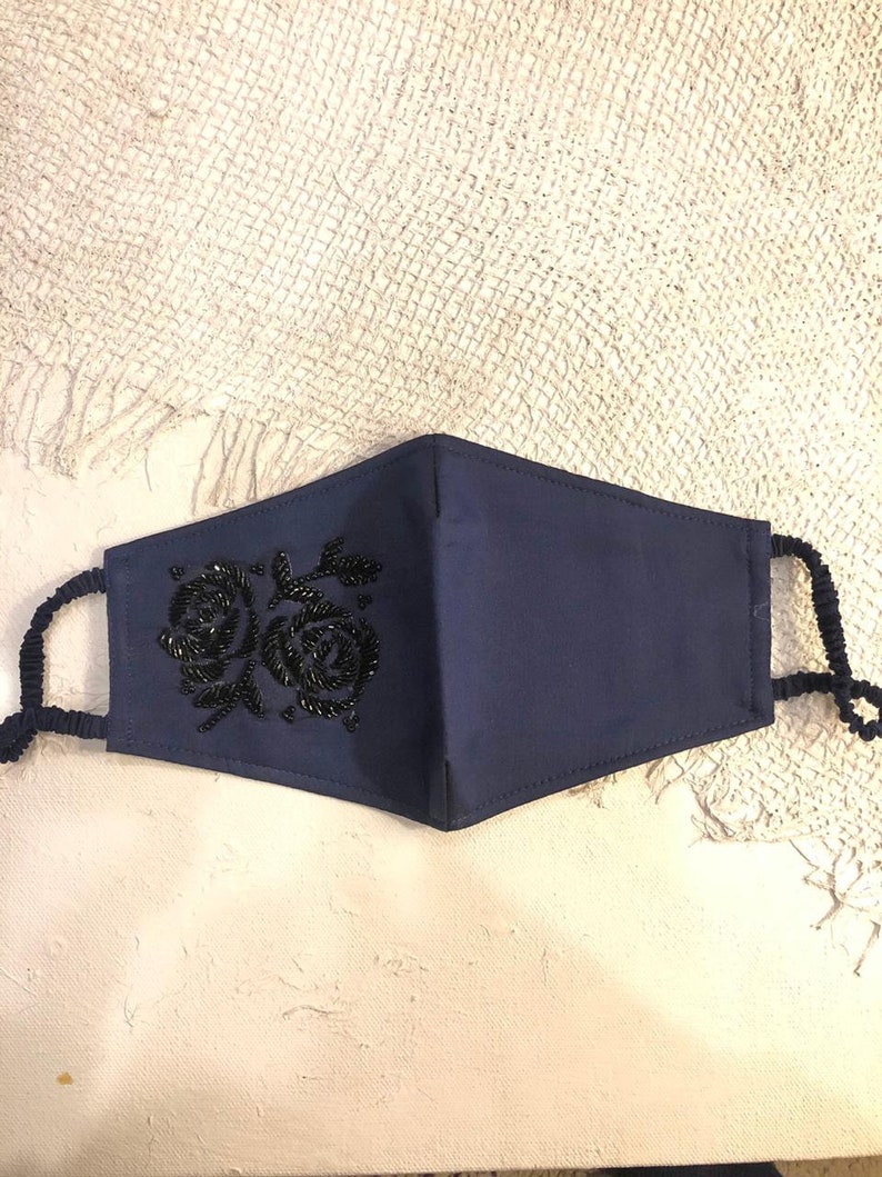 Embroidered Silk Mask With Cotton Lining Embellished Mask Etsy UK