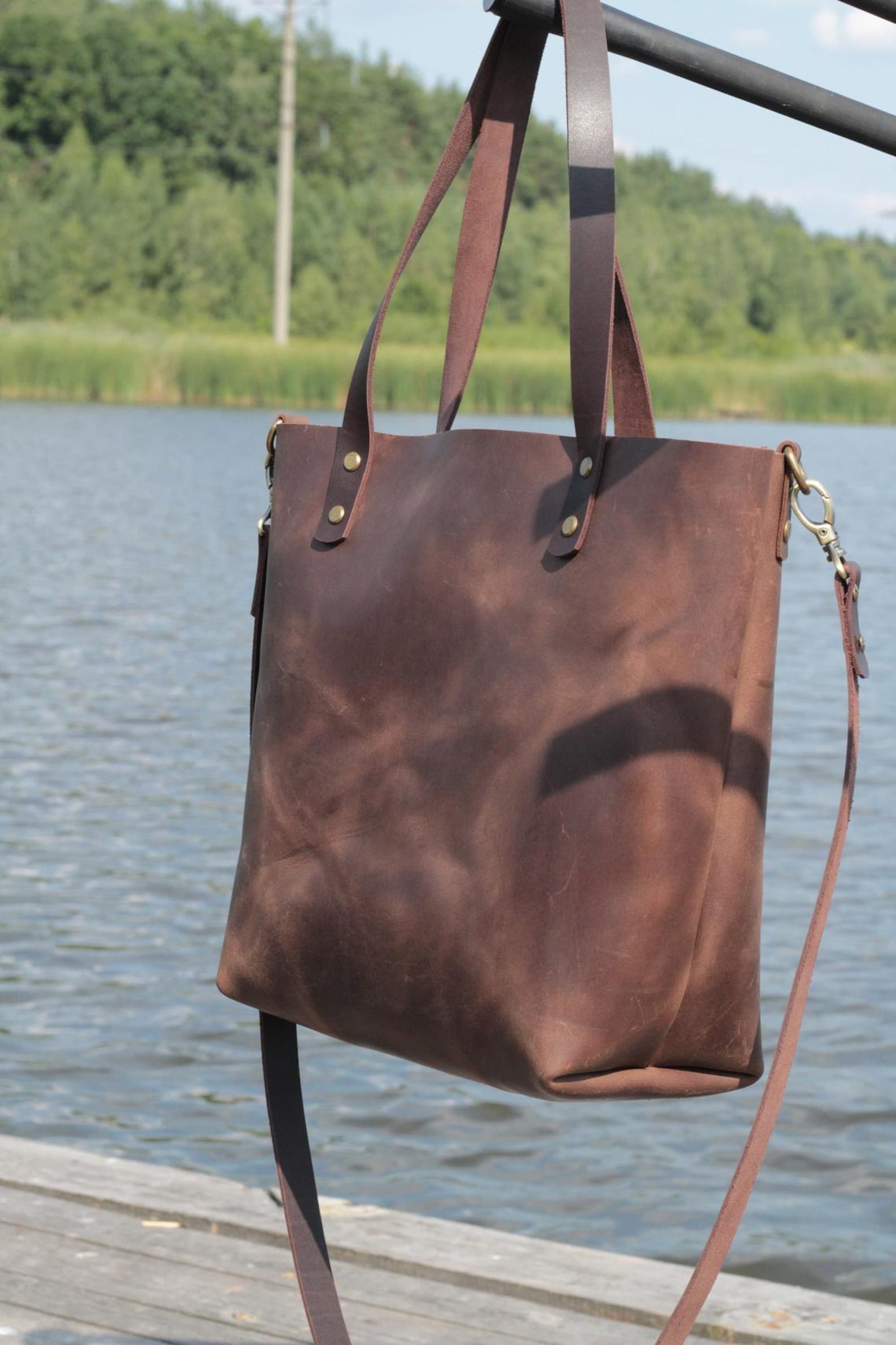 Handmade Leather Tote Bag Leather Genuine Tote Bag Leather Etsy