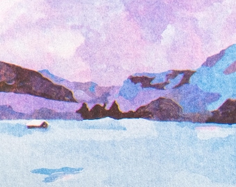 Risograph "Snow", 14.9cm x 11cm, riso print