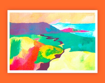 A4 risograph print, Volcano-Landscape-Mountain risoprint
