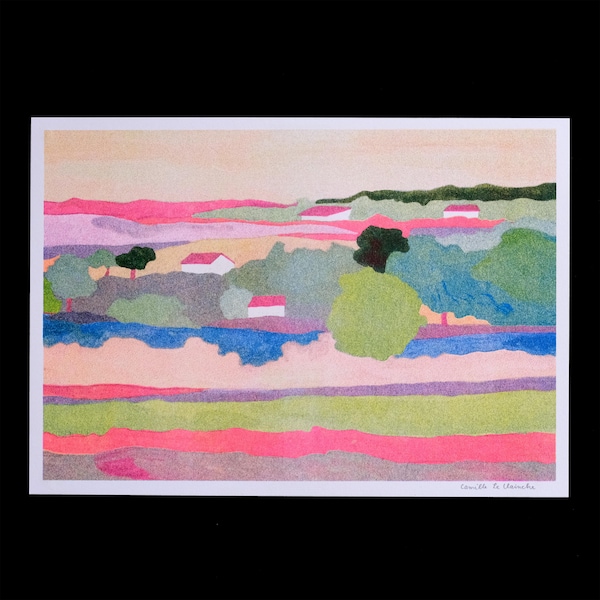 Risograph "Landscape of Haute-Marne", A5, risograph print