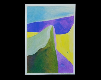 Risographie "Montagne jaune", A5, riso print