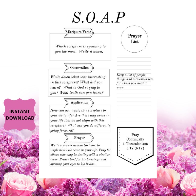 Prayer Journal Printable SOAP Prayer Journal Etsy