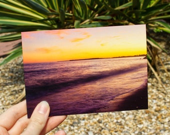 Smooth Waves At Sunset - Blank Greeting Card for Any Occasion - Photo Card - 4" x 6"