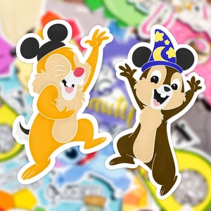 Disney Rescue Rangers Sticker Pack Chip n Dale Double Trouble Individuele Stickers Set van 2 Die Cut Vinyl Stickers Mickey Ears Matte | Glanzend