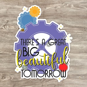 Er is een geweldige grote mooie morgen Disney attractie offerte sticker sterven gesneden vinyl decal mat | Glanzend