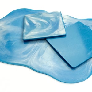 Ocean Resin Coaster and Placemat Set: Blue White Kitchen Decor