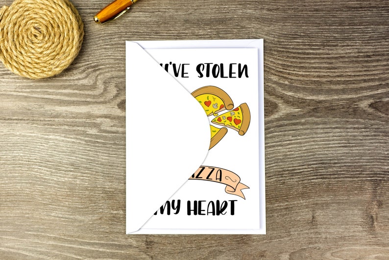 Funny Love Card You've Stolen A Pizza My Heart Card Novelty Gift For Him, Her, Couples Anniversary Card Foodie Birthday Card A5 Glossy image 4