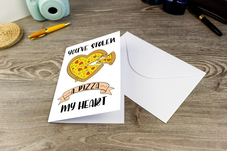 Funny Love Card You've Stolen A Pizza My Heart Card Novelty Gift For Him, Her, Couples Anniversary Card Foodie Birthday Card A5 Glossy image 6