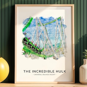 The Incredible Hulk Coaster, Universal Orlando Resort Theme Park Print A3|A4|A5|A6