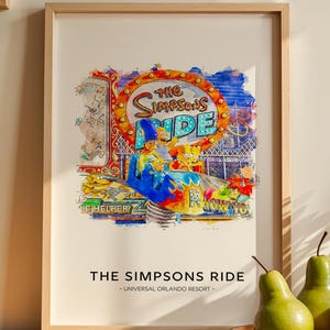 The Simpsons Ride, Universal Orlando Resort Theme Park Print A3|A4|A5|A6