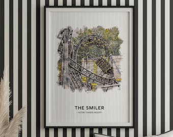 The Smiler, Alton Towers Resort UK Theme Park Print A3|A4|A5|A6|7X5|8X10