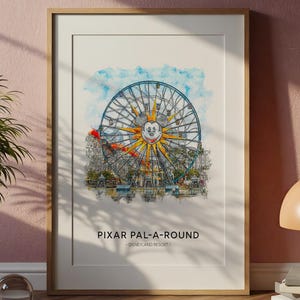 Pixar Pal-A-Round, Disneyland Resort Theme Park Print A3|A4|A5|A6