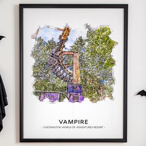 Vampir, Chessington World of Adventures UK Freizeitpark Druck A3|A4|A5|A6