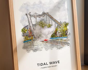 Tidal Wave, Parque Temático Thorpe Park UK Impressão A3|A4|A5|A6