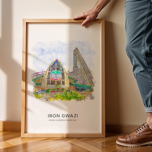 Iron Gwazi, Busch Gardens Tampa Theme Park Print A3|A4|A5|A6