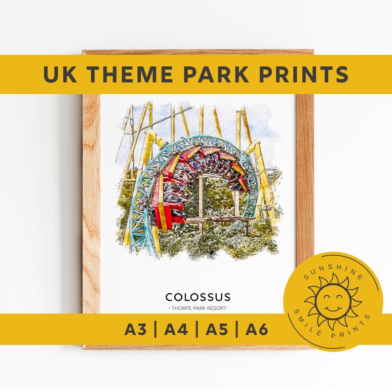 Colossus, Thorpe Park UK Theme Park Print A3|A4|A5|A6 - Etsy