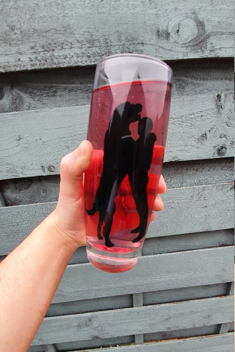 Couple Irish Wolfhound GLASS Wolfie Best Friends New Home Dog Lover Personalised dog gift, Fathers Day Dog Dad drinking glass