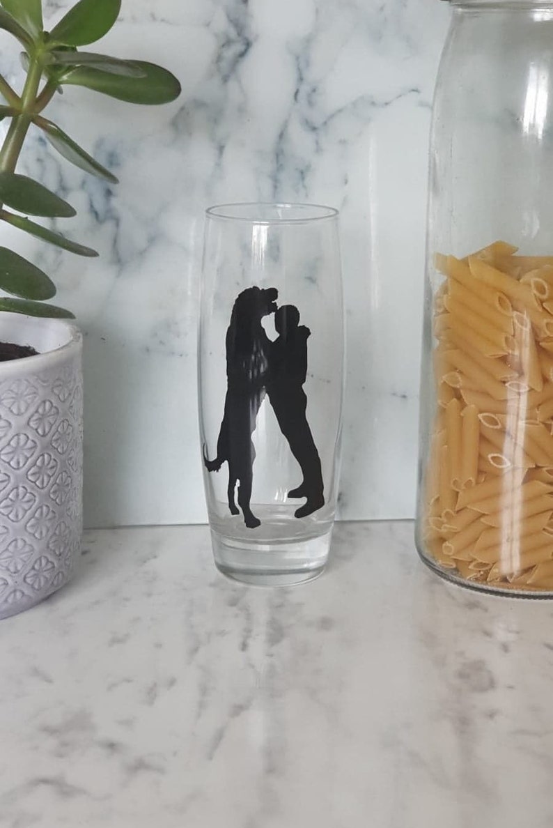 Couple Irish Wolfhound GLASS Wolfie Best Friends New Home Dog Lover Personalised dog gift, Fathers Day Dog Dad drinking glass