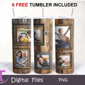 Houten beker png, beker met houtnerf, eigen foto toevoegen, beker omslag fotocollage, bekersjabloon, beker met klassieke lijst, png-download