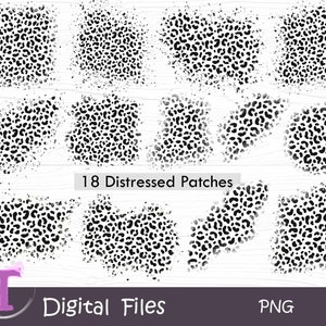 May include: 18 distressed black and white leopard print patches. The patches have a distressed, faded look and are perfect for adding a touch of style to any project.