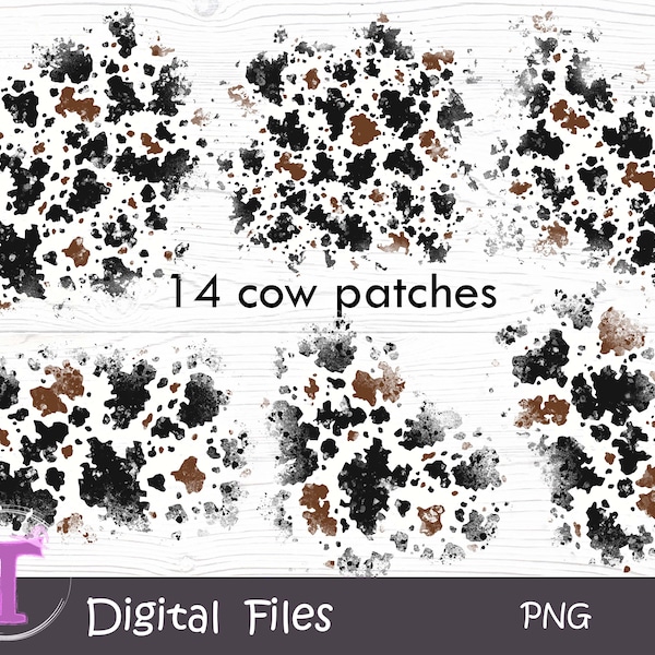 Distressed cow print, Cow patches, Cowhide print, Cow pattern, Cow backgound png, Brown cow print, Digital download