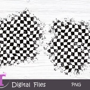 Black White Waving Checkered,checker Patches Clip Art,bleached Checker ...