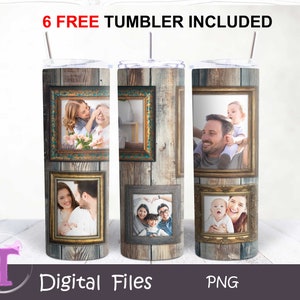 Holz Becher Wrap, Fotobecher Wrap, Papa Becher, Familienfoto Becher, Mom Becher, Bilderbecher, Klassischer Rahmen Becher, PNG Download