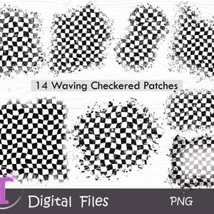 Distressed Checkered, Black white Checker background, Checkered bundle, Waving checkered patches, Checkered sublimation, Digital Download