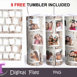 Vaso con foto familiar, plantilla PNG para vaso con foto, vaso con collage de fotos, envoltorio para vaso Polaroid, envoltorio para vaso de madera blanca, agrega tu propia foto al vaso