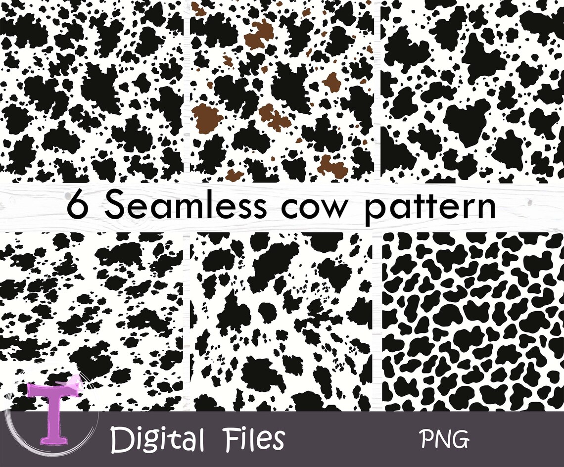 Cow Print Seamless Pattern Digital Paper Bundle,cow Skin Pattern ...