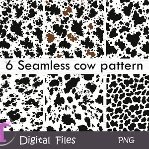 Motif d'impression de vache, Impression de vache noire, Impression de vache de fond, Modèle sans couture de vache, Lot de motifs en peau de vache, Papier numérique, Téléchargement numérique